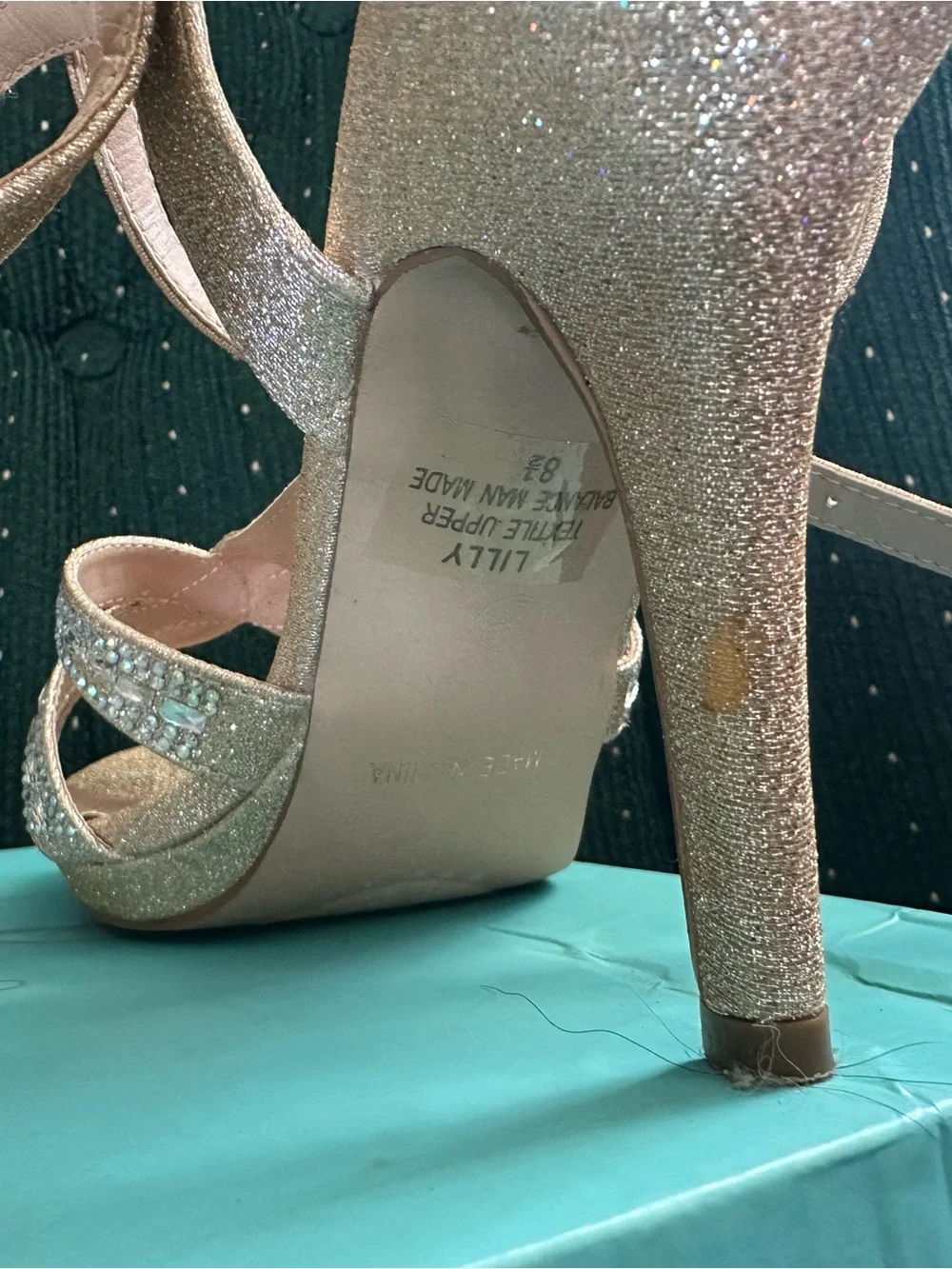 Nude Glitter Crystal Slingback Heels